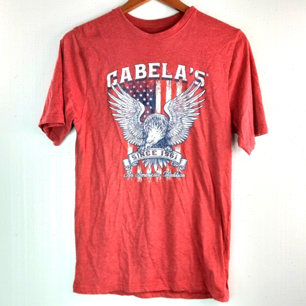 Cabela's S Mens Graphic T-Shirt Red n Navy